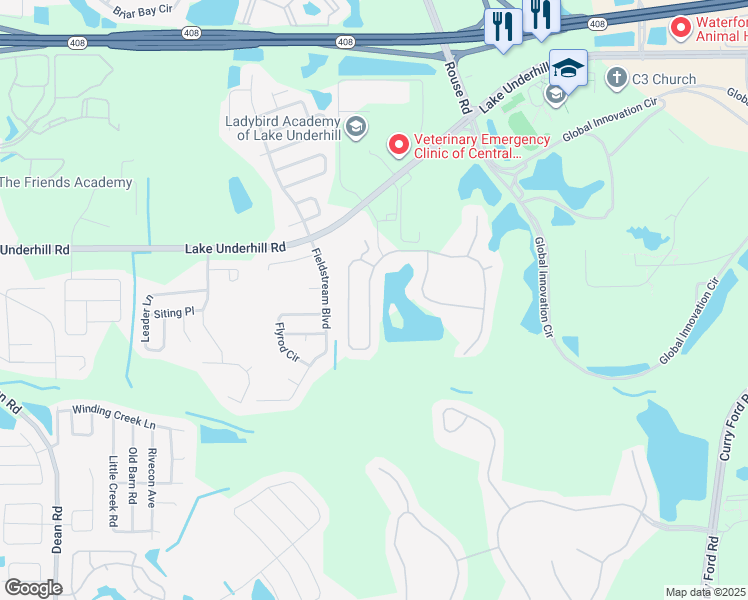 map of restaurants, bars, coffee shops, grocery stores, and more near 10656 Cypress Trail Drive in Orlando