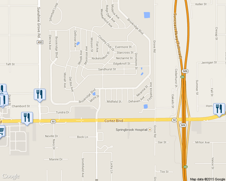 map of restaurants, bars, coffee shops, grocery stores, and more near 7356 Mina Avenue in Brooksville