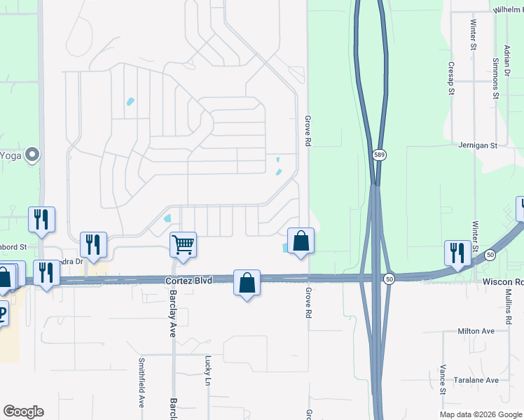 map of restaurants, bars, coffee shops, grocery stores, and more near 7358 Devine Ave in Brooksville