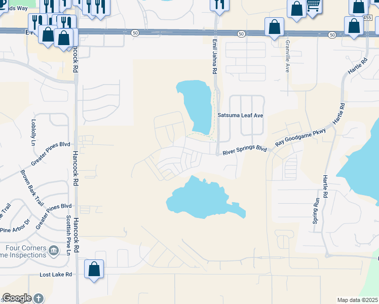 map of restaurants, bars, coffee shops, grocery stores, and more near 3097 Ambersweet Place in Clermont