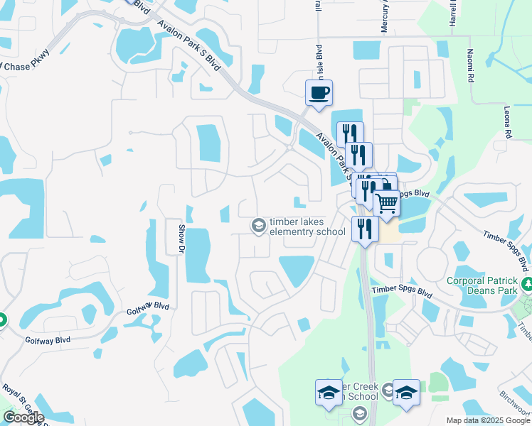 map of restaurants, bars, coffee shops, grocery stores, and more near 1613 Malon Bay Drive in Orlando