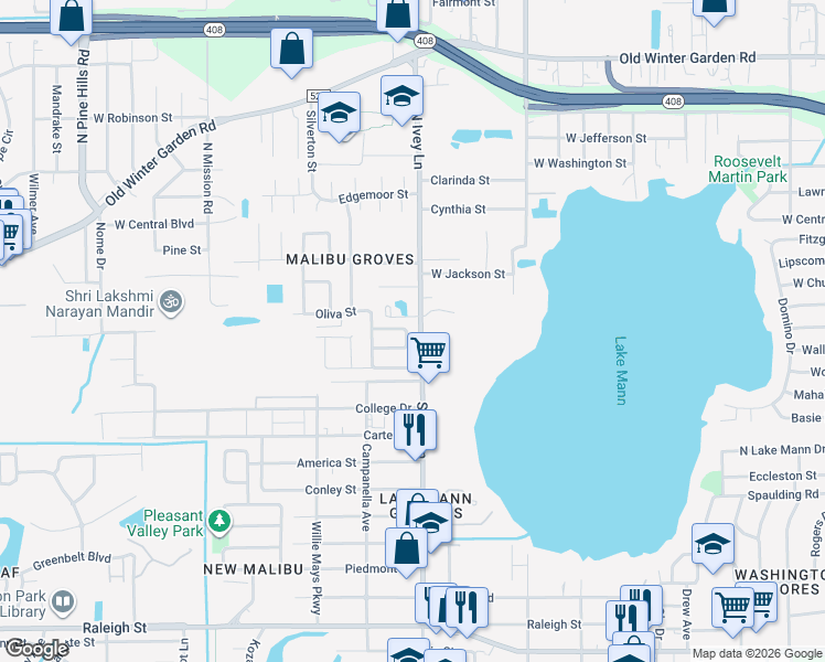 map of restaurants, bars, coffee shops, grocery stores, and more near 458 Gilman Circle in Orlando