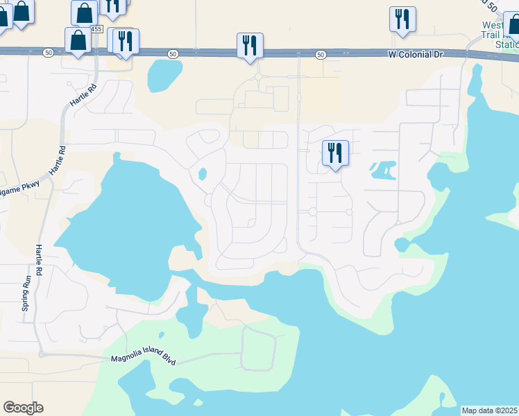 map of restaurants, bars, coffee shops, grocery stores, and more near 17047 Crestmont Boulevard in Clermont