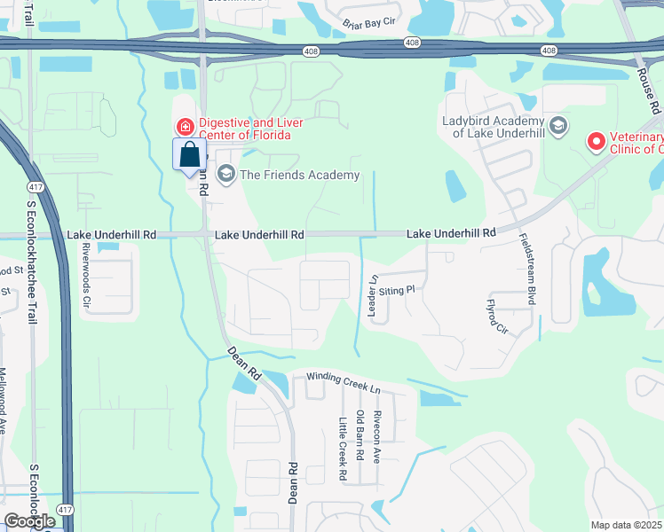 map of restaurants, bars, coffee shops, grocery stores, and more near 10037 Hampshire Oaks Drive in Orlando