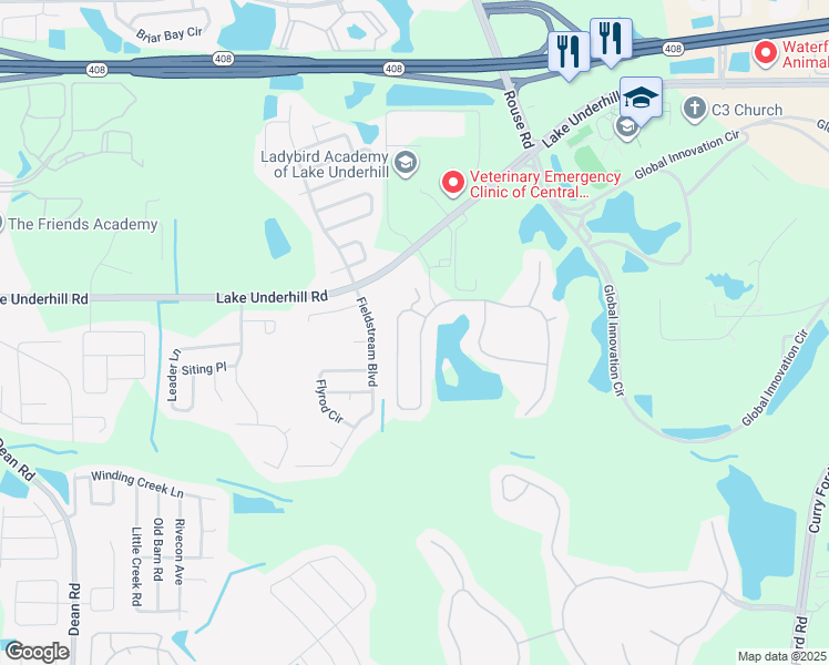 map of restaurants, bars, coffee shops, grocery stores, and more near 10656 Cypress Trail Drive in Orlando