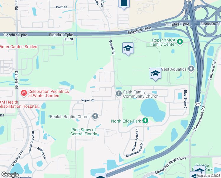 map of restaurants, bars, coffee shops, grocery stores, and more near 428 Lake Amberleigh Drive in Winter Garden