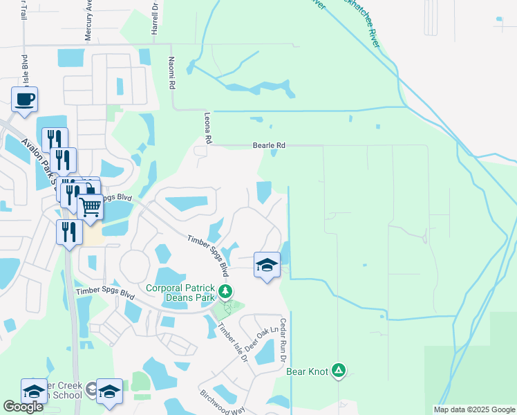 map of restaurants, bars, coffee shops, grocery stores, and more near 16363 Tudor Grove Drive in Orlando