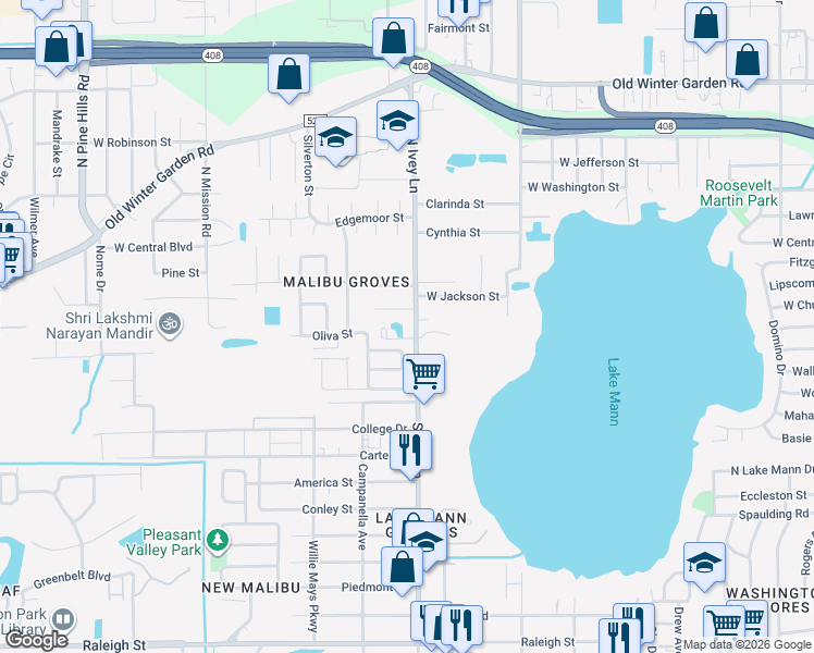 map of restaurants, bars, coffee shops, grocery stores, and more near 254 South Ivey Lane in Orlando