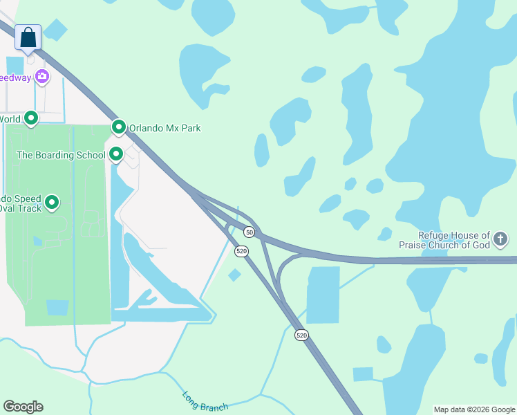 map of restaurants, bars, coffee shops, grocery stores, and more near 19975 East Colonial Drive in Orlando