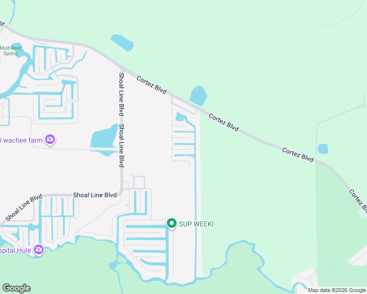 map of restaurants, bars, coffee shops, grocery stores, and more near 6439 Theresa Avenue in Weeki Wachee