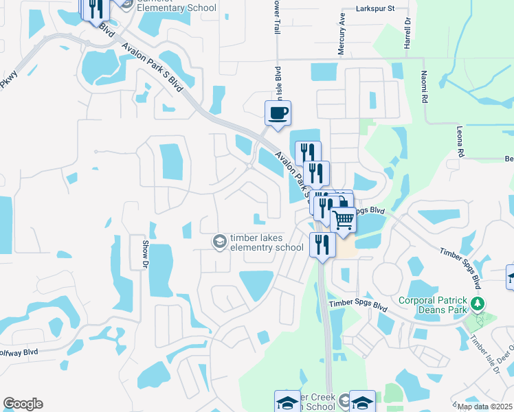 map of restaurants, bars, coffee shops, grocery stores, and more near 1529 Croydon Street in Orlando