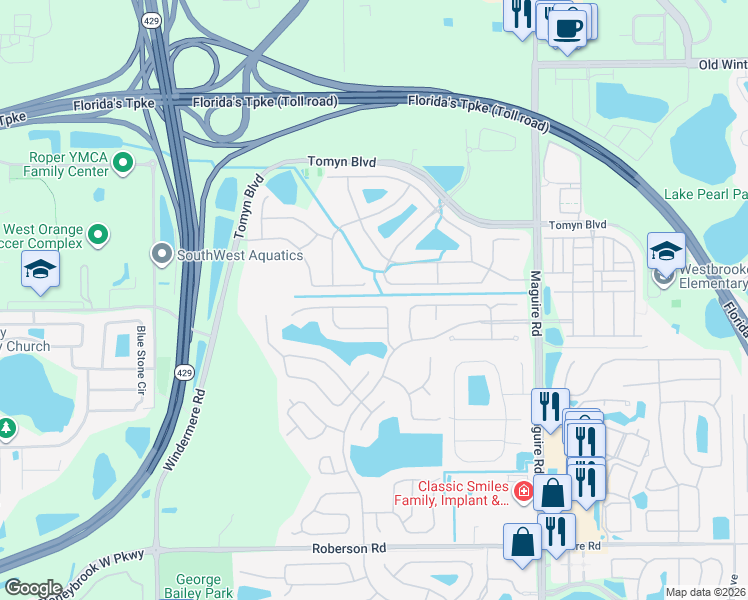 map of restaurants, bars, coffee shops, grocery stores, and more near 337 Laurenburg Lane in Ocoee