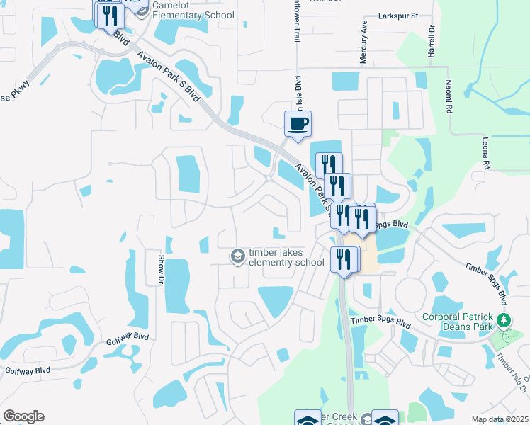 map of restaurants, bars, coffee shops, grocery stores, and more near 1615 Croydon Street in Orlando