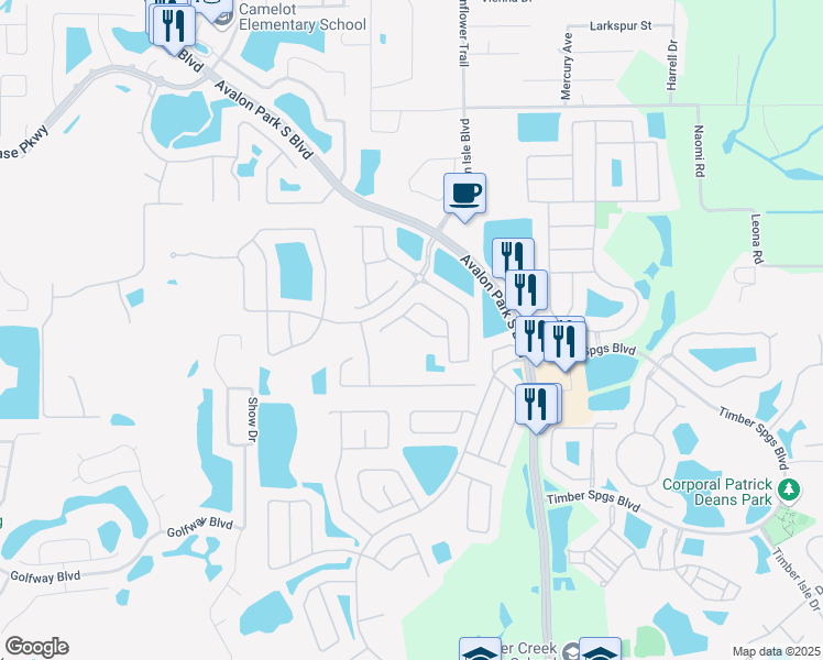 map of restaurants, bars, coffee shops, grocery stores, and more near 1621 Croydon Street in Orlando