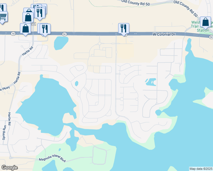 map of restaurants, bars, coffee shops, grocery stores, and more near 13322 Serene Valley Drive in Clermont