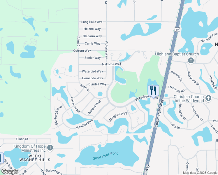 map of restaurants, bars, coffee shops, grocery stores, and more near 7704 Saint Andrews Boulevard in Brooksville