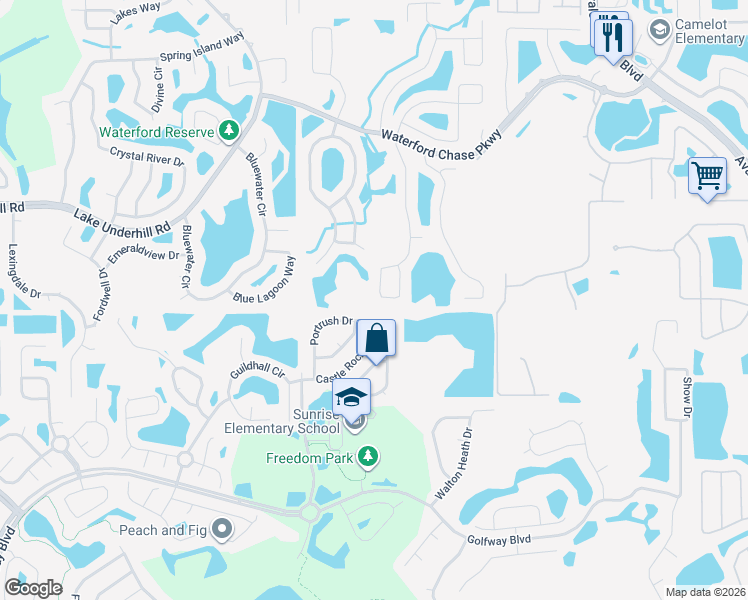 map of restaurants, bars, coffee shops, grocery stores, and more near 12331 Shadowbrook Lane in Orlando