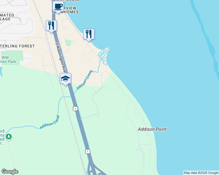map of restaurants, bars, coffee shops, grocery stores, and more near Riveredge Drive in Titusville