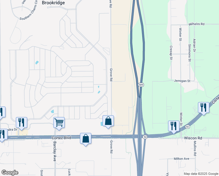 map of restaurants, bars, coffee shops, grocery stores, and more near 14924 Brookridge Boulevard in Brooksville