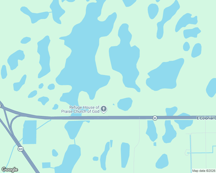 map of restaurants, bars, coffee shops, grocery stores, and more near East Colonial Drive in Christmas