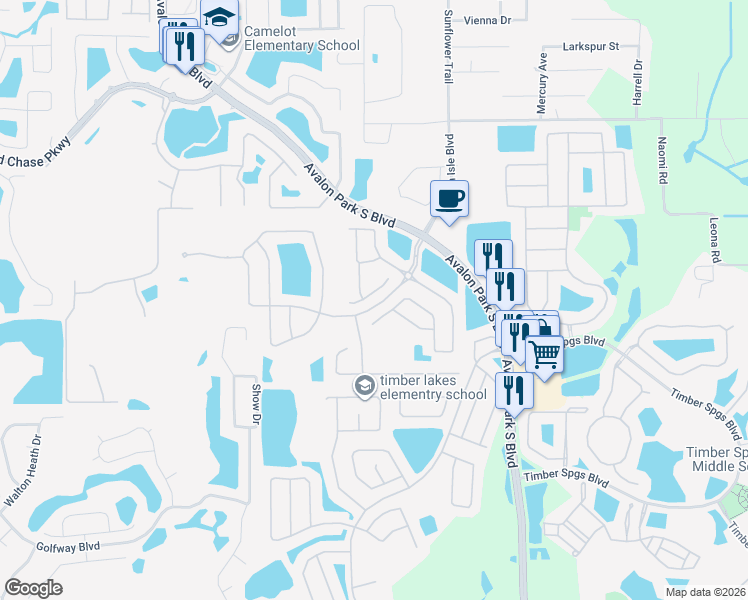 map of restaurants, bars, coffee shops, grocery stores, and more near 15210 Windmill Harbor Court in Orlando