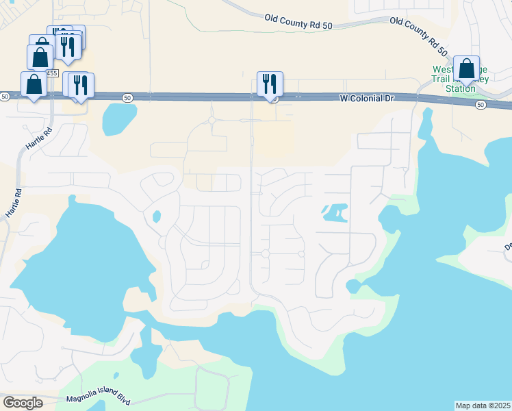 map of restaurants, bars, coffee shops, grocery stores, and more near 13427 Fountainbleau Drive in Clermont