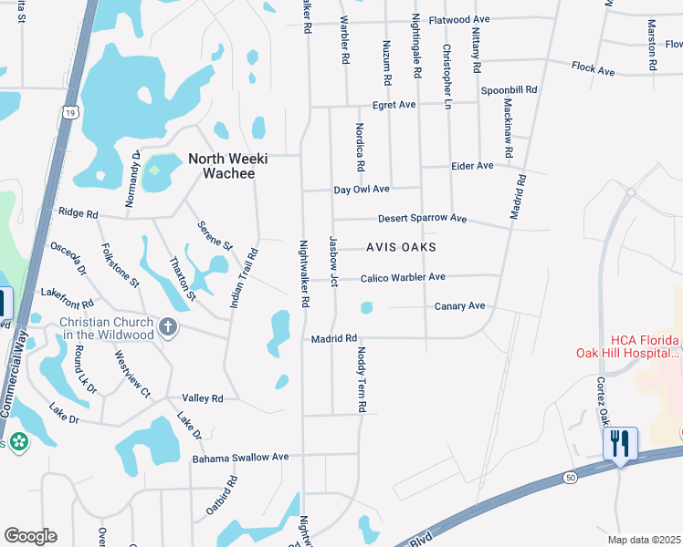 map of restaurants, bars, coffee shops, grocery stores, and more near 7468 Jasbow Junction in Spring Hill