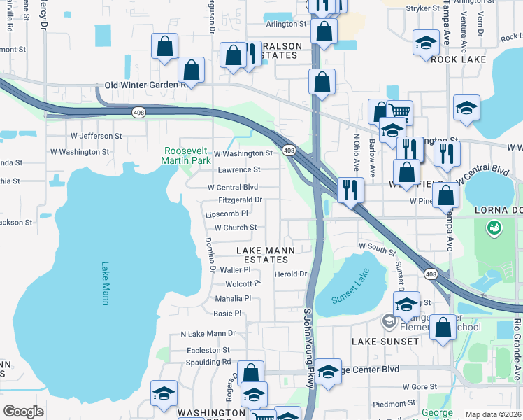map of restaurants, bars, coffee shops, grocery stores, and more near 182 Lionel Ave in Orlando