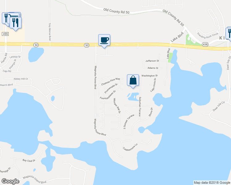 map of restaurants, bars, coffee shops, grocery stores, and more near 13239 Fountain Bleau Drive in Clermont