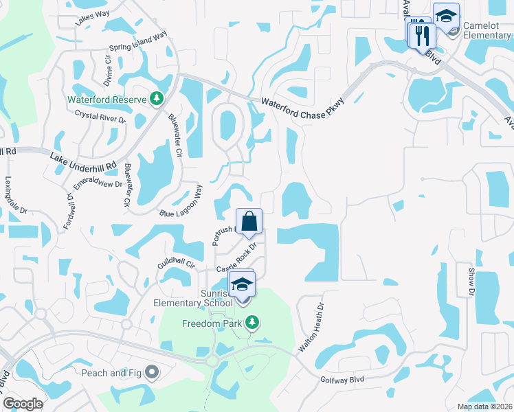 map of restaurants, bars, coffee shops, grocery stores, and more near 12331 Shadowbrook Lane in Orlando