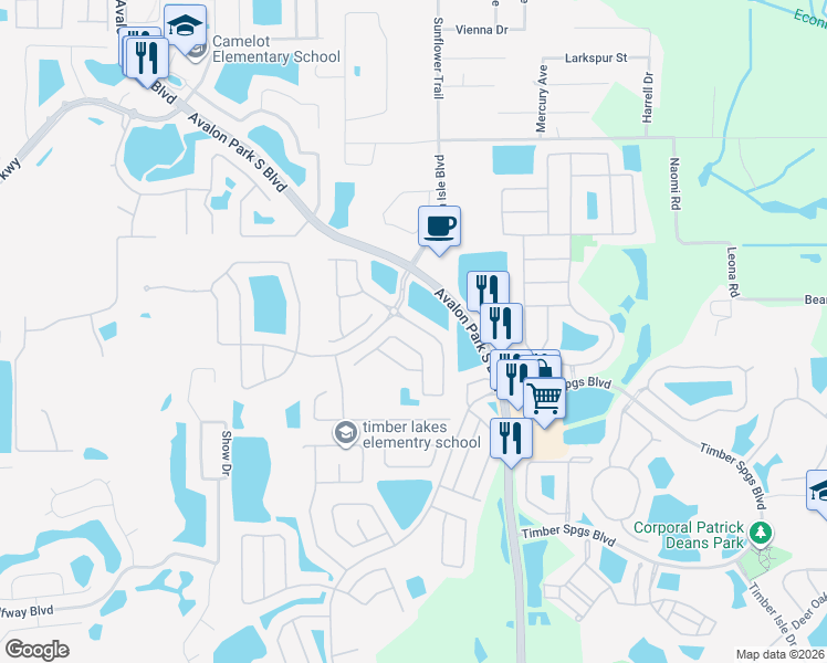 map of restaurants, bars, coffee shops, grocery stores, and more near 1640 Shallcross Avenue in Orlando