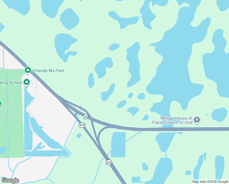 map of restaurants, bars, coffee shops, grocery stores, and more near 20105 East Colonial Drive in Christmas