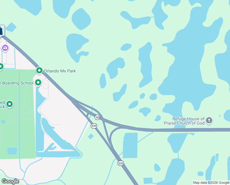 map of restaurants, bars, coffee shops, grocery stores, and more near 19975 East Colonial Drive in Orlando