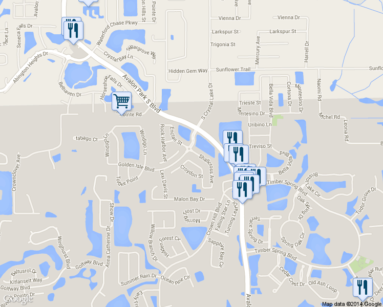 map of restaurants, bars, coffee shops, grocery stores, and more near 1640 Shallcross Avenue in Orlando