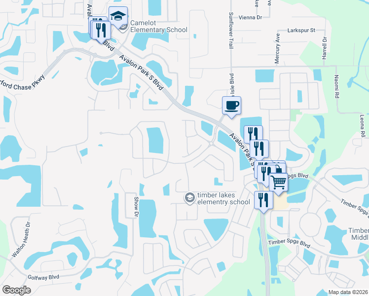 map of restaurants, bars, coffee shops, grocery stores, and more near 1078 Rock Harbor Avenue in Orlando