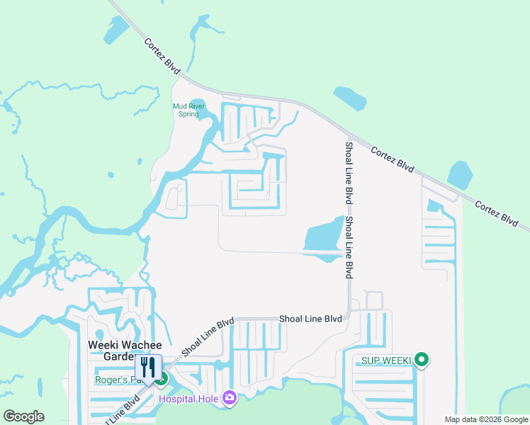 map of restaurants, bars, coffee shops, grocery stores, and more near 6039 Colony Circle in Spring Hill
