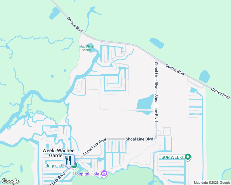 map of restaurants, bars, coffee shops, grocery stores, and more near 6039 Colony Circle in Spring Hill