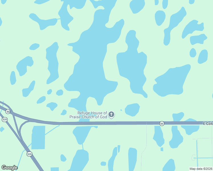 map of restaurants, bars, coffee shops, grocery stores, and more near 20743 East Colonial Drive in Christmas