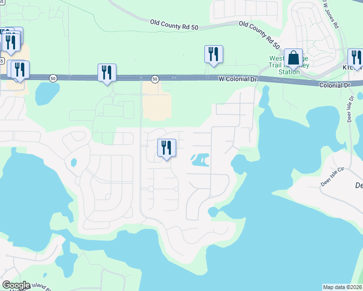 map of restaurants, bars, coffee shops, grocery stores, and more near 13206 Fountain Bleau Drive in Clermont
