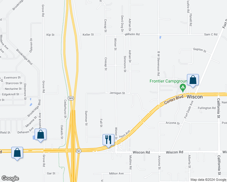 map of restaurants, bars, coffee shops, grocery stores, and more near 7483 Winter Street in Brooksville