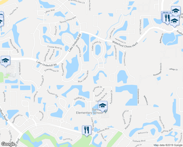 map of restaurants, bars, coffee shops, grocery stores, and more near 936 Mulberry Bush Court in Orlando