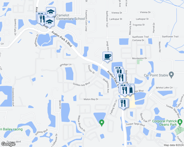 map of restaurants, bars, coffee shops, grocery stores, and more near 1022 Enclair Street in Orlando