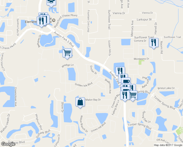 map of restaurants, bars, coffee shops, grocery stores, and more near 987 Enclair Street in Orlando