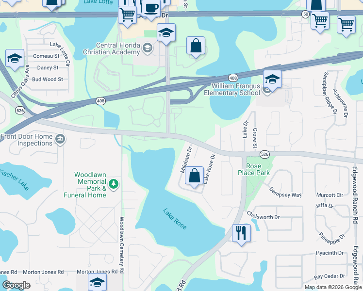 map of restaurants, bars, coffee shops, grocery stores, and more near in Orange County