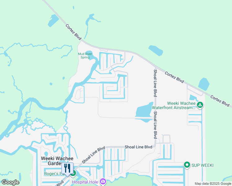map of restaurants, bars, coffee shops, grocery stores, and more near 6171 Island Drive in Spring Hill