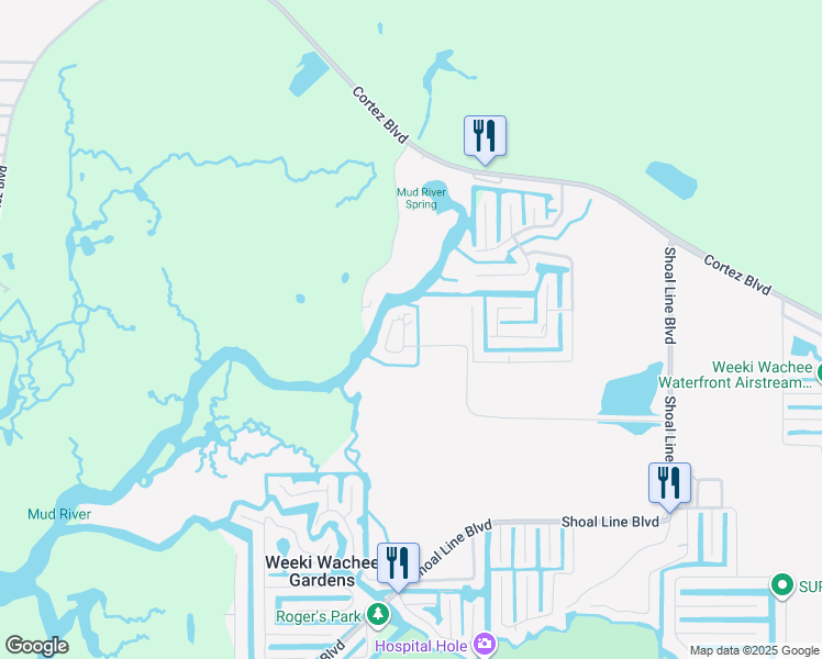 map of restaurants, bars, coffee shops, grocery stores, and more near 5362 Felker Drive in Spring Hill