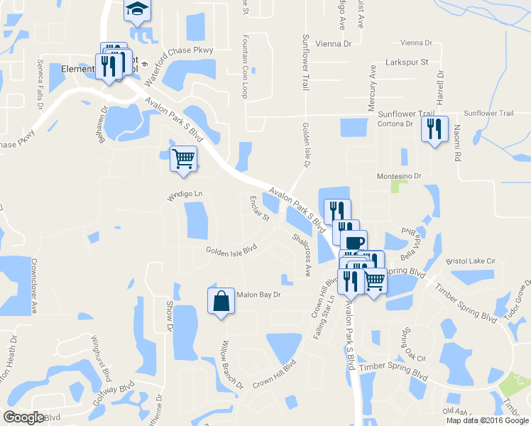 map of restaurants, bars, coffee shops, grocery stores, and more near 987 Enclair Street in Orlando