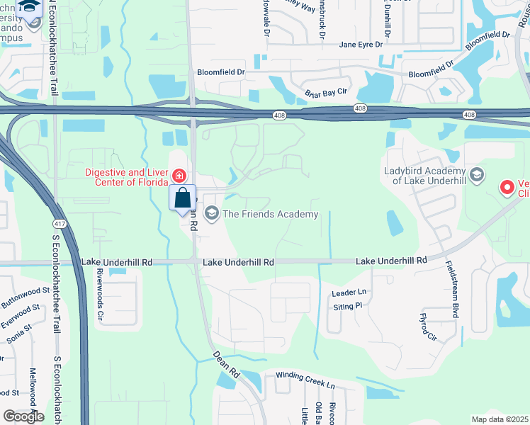 map of restaurants, bars, coffee shops, grocery stores, and more near 10595 Regent Square Drive in Orlando