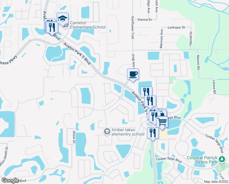 map of restaurants, bars, coffee shops, grocery stores, and more near 987 Enclair Street in Orlando