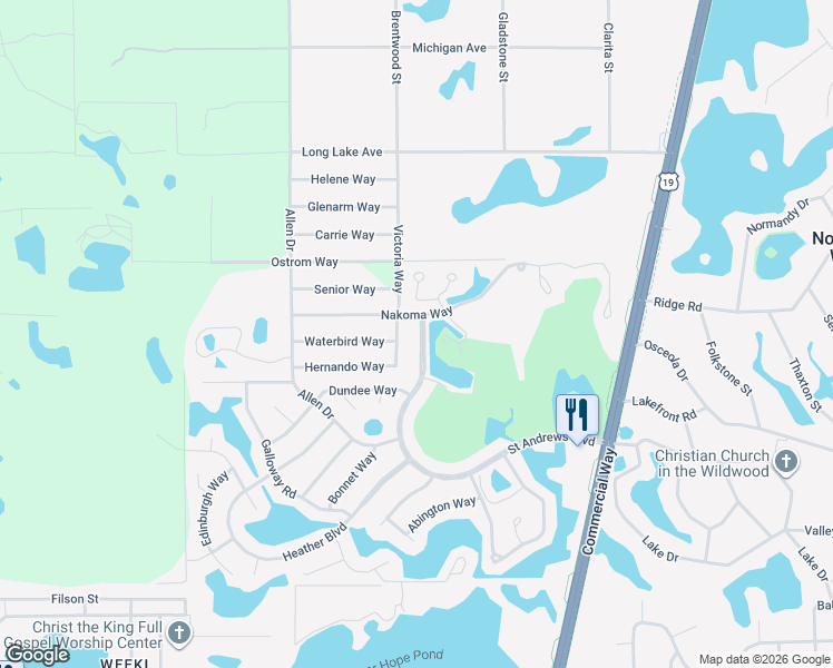 map of restaurants, bars, coffee shops, grocery stores, and more near 8025 Saint Andrews Boulevard in Spring Hill